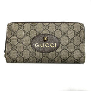 Gucci Neo Round Long Wallet Leather Brown Yellow
